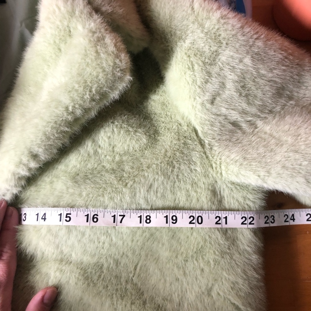 Faux Mink Fur Colorblock Long Coat Size M 8/10 Green Dopamine Maximalist Happy - Picture 7 of 7
